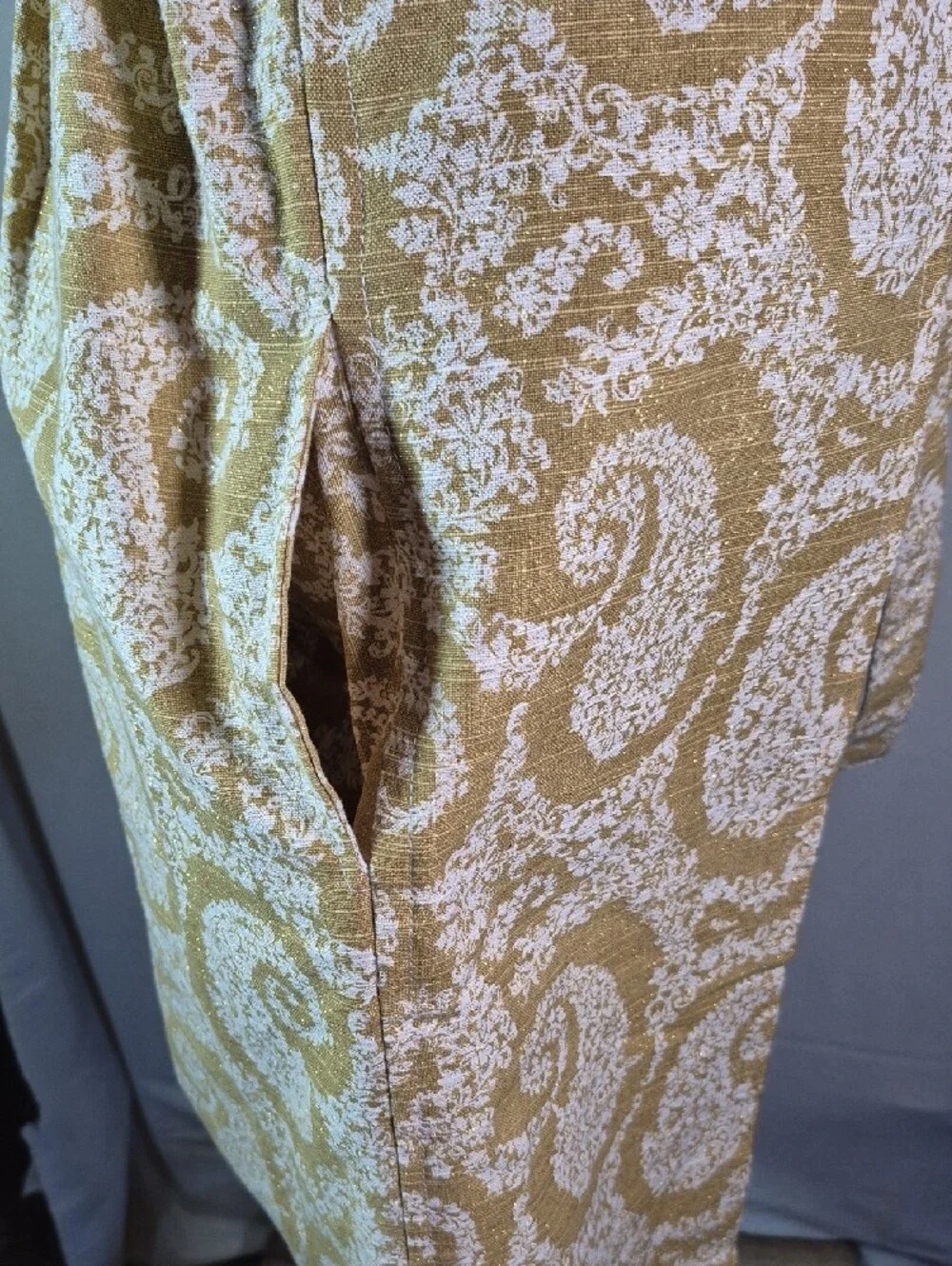 Vintage Cream and Gold Paisley Half Apron